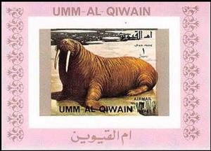 Souvenir Sheet, Walrus (Odobenus rosmarus), Umm al-Qiwain,  , Animals (Fauna), Mammals, Sea (Marine) Mammals, Walruses