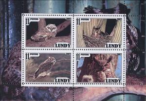 Mini Sheet, Owls, United Kingdom- Private Mail Stamps,  , Animals (Fauna), Birds, Birds of Prey, Owls
