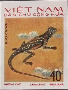 Stamp, Common Butterfly Lizard (Leiolepis belliana), Vietnam,  , Animals (Fauna), Lizards, Reptiles