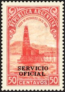 Stamp, Oil well, ovpt., Argentina,  , Industry, Oil Rigs, Petrochemical Industries