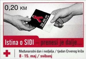 Stamp, AIDS Prevention Week 2002, Bosnia and Herzegovina,  , AIDS, Hands, Red Cross and Red Crescent