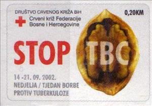 Stamp, Tuberculosis Pervention Week 2002, Bosnia and Herzegovina,  , Red Cross and Red Crescent, Tuberculosis / TBC