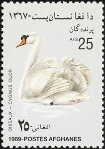 Stamp, Mute Swan (Cygnus olor), Afghanistan,  , Birds, Animals (Fauna)