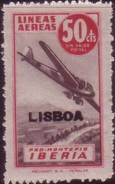 Lineas Aereas Iberia. Lisboa Overprint
