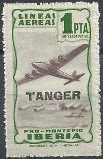 Lineas Aereas Pro-Montepio Iberia. Tanger Overprint