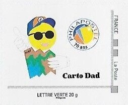 Stamp, Phil@kids2023 Philapostel 70 years Carto Dad, France,  , Anniversaries and Jubilees, Cartoons, Clubs of Stamp Collectors