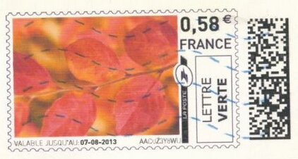 Stamp, Pink leaves, France,  , Leaves