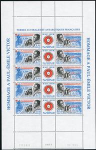 Full Pane, Paul-Emile Victor, French Southern and Antarctic Lands (TAAF),  , Animals (Fauna), Birds, Dogs, Explorers, Famous People, Naturalists, Penguins, Seals (Emblems)