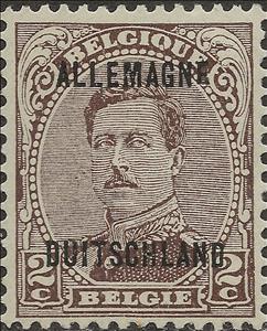 Stamp, Overprint "ALLEMAGNE DUITSCHLAND" on King Albert I, Germany, Belgian Occupation 1919-1923,  , Famous People, Heads of State, Kings, Men, Royalty