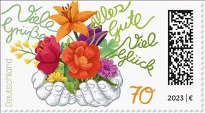 Stamp, Floral Greetings, Germany, Federal Republic,  , Flowers, Greetings, Hands, Plants (Flora)
