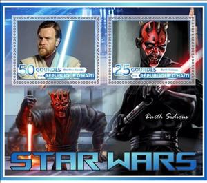 Mini Sheet, Animation, Cartoons Star Wars, Haiti,  