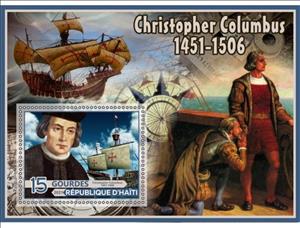 Souvenir Sheet, Great People Christopher Columbus, Haiti,  , Famous People, Navigators, Sailing Ships, Ships