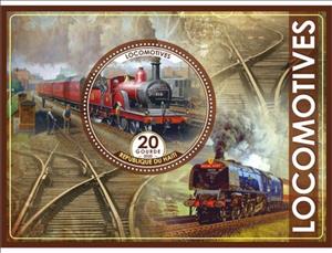 Souvenir Sheet, Transport Locomotives, Haiti,  , Locomotives, Railways