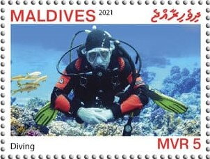 Stamp, Diving, Maldives,  , Diving (Scuba-Snorkelling), Sea Life, Tourism