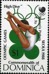 Stamp, High Diving, Dominica,  , Olympic Games