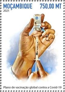 Stamp, Global Covid-19 Vaccination Plan, Mozambique,  , Diseases, Healthcare