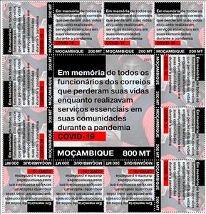 Mini Sheet, Tribute to all Postal Workers, Mozambique,  , Diseases, Healthcare
