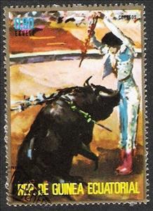 Stamp, Luck of banderillas, Equatorial Guinea,  , Mammals, Feasts, Bullfighting, Cattle, Animals (Fauna), Traditions, Bulls and Cows
