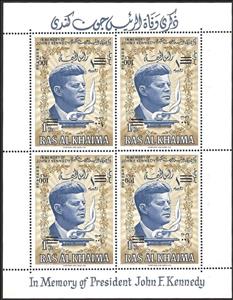 Souvenir Sheet, Eternal Flame, surcharged, Ras al Khaimah,  , Famous People, Heads of State
