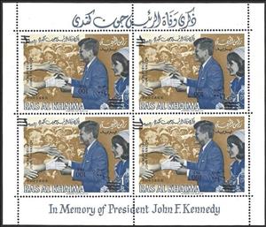 Souvenir Sheet, Shaking Hands, surcharged, Ras al Khaimah,  , Famous People, Heads of State