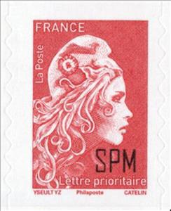Stamp, Marianne L'Engagée (Imprint Philaposte) overprinted SPM, Saint Pierre and Miquelon,  , Stylized Figures / Persons, Women