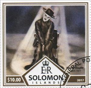 Stamp, 40th Anniversary of the Death of Charlie Chaplin, Solomon Islands,  , Actors, Famous People