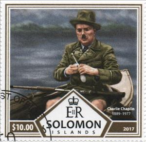 Stamp, 40th Anniversary of the Death of Charlie Chaplin, Solomon Islands,  , Actors, Famous People