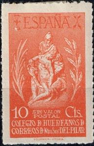 Stamp, Colegio de Huerfanos de Correos de Senora Nuestra del Pilar, Spain, Civil War,  , Charity, Statues