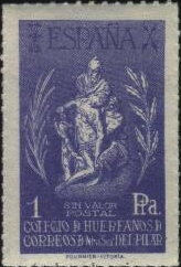 Stamp, Colegio de Huerfanos de Correos de Senora Nuestra del Pilar, Spain, Civil War,  , Charity, Statues