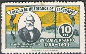 Stamp, Telegraph 89th Anniversary, Spain,  , Charity, Famous People, Изобретатели, Telecommunication, Telegraphy