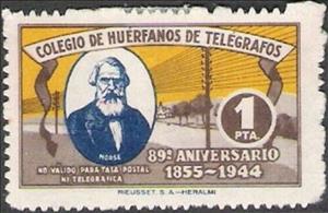 Stamp, Telegraph 89th Anniversary, Spain,  , Charity, Famous People, Изобретатели, Telecommunication, Telegraphy