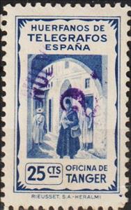 Stamp, Huerfanos de Telegrafos Espana, Tangier, Spanish Post Office,  , Townscapes / City Views