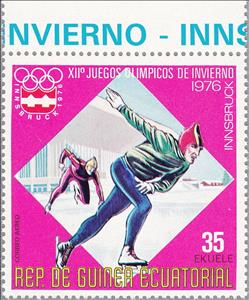 Stamp, Speed Skating, Equatorial Guinea,  , Sport, Olympic Games, Skating, Winter Sports, Speed Skating