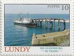 Stamp, MS Oldenburg at Lundy Jetty, United Kingdom- Private Mail Stamps,  , Ships