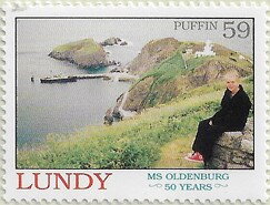 Stamp, MS Oldenburg in Lundy Landing Bay, United Kingdom- Private Mail Stamps,  , Ships