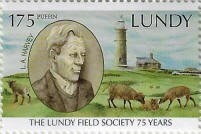 Stamp, The Lundy Field Society 75 Years, United Kingdom- Private Mail Stamps,  , Anniversaries and Jubilees, Famous People, Lighthouses
