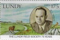 Stamp, The Lundy Field Society 75 Years, United Kingdom- Private Mail Stamps,  , Anniversaries and Jubilees, Famous People