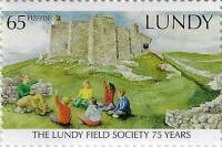 Stamp, The Lundy Field Society 75 Years, United Kingdom- Private Mail Stamps,  , Anniversaries and Jubilees, Castles, People