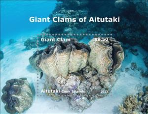 Souvenir Sheet, Giant Clam (Tridacna sp), Aitutaki,  , Molluscs