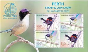 Souvenir Sheet, Fairy-Wrens Perth Stamp Expo Sheet, Australia,  , Animals (Fauna), Birds, Philatelic Exhibitions