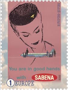 Stamp, Promotional Poster for SABENA, Belgium,  , Aircraft, Airlines, Aviation, Promotional Posters