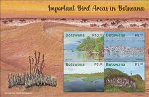 Souvenir Sheet, Important Bird Areas of Botswana, Botswana,  , Birds, Landscapes, National Parks