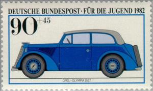 Stamp, Opel Olympia 1937, Germany, Federal Republic,  , Vehicles, Cars, Children