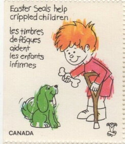Disabled Boy Playing with dog. Easter Seals