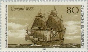 Stamp, Concord 1683, Germany, Federal Republic,  , Ships, Vehicles, Commemoration, Sailing Ships, Joint Issues