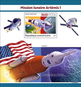 Souvenir Sheet, Orion spacecraft, Central African Republic,  , Outer Space, Space Traveling, Spacecrafts