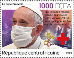 Stamp, Pope Francis urges to get vaccinated against Covid-19, Central African Republic,  