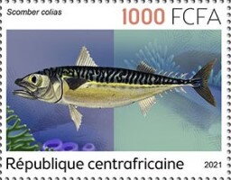 Stamp, Scomber colias, Central African Republic,  , Animals (Fauna), Fishes, Sea Life