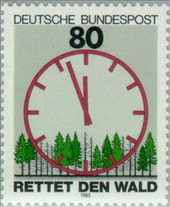 Stamp, Save the Forests, Germany, Federal Republic,  , Trees, Special Occasions, Measuring Instruments, Clocks, Environment Protection, Plants (Flora)