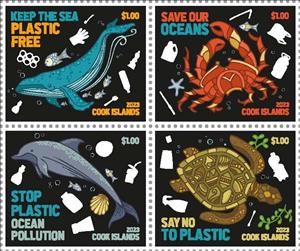 Se-tenant, Campaign Against Plastic Pollution in Oceans, Cook Islands,  , Crabs, Dolphins, Environment Protection, Turtles, Whales